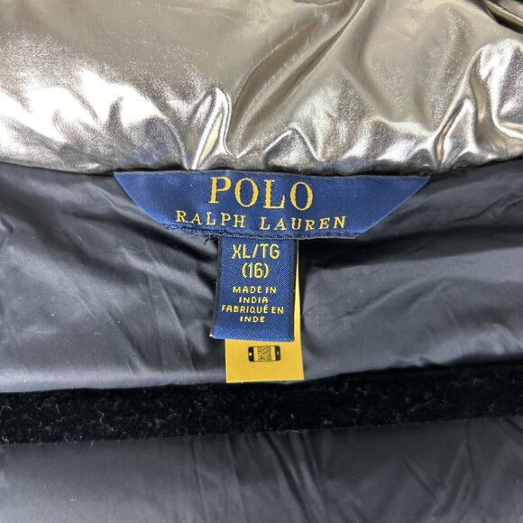 Polo Ralph Lauren Metallic Puffer Down Jacket Duck Feather Big Kids Sz XL 16 - Picture 10 of 14